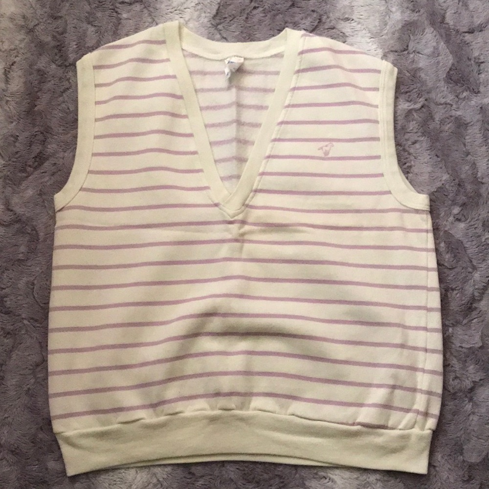Vtg Wrangler White Purple Striped Sweater Vest L